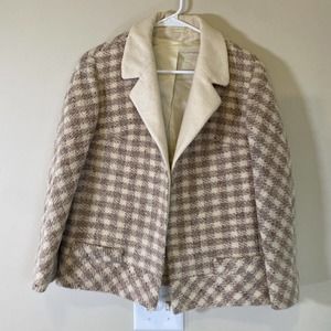 Vintage 60s Colette Modes Dublin Donegal Tweed Checker Wool Blazer‎ Jacket Small